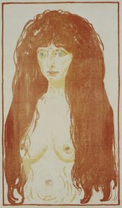 Donna nuda con capelli rossi e occhi verdi