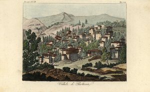Veduta del villaggio di Portaria, Tessaglia, Grecia da Edward (after) Dodwell