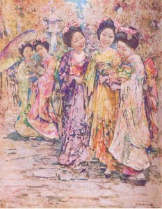 La passeggiata, Kyoto, illustrazione da My Magazine da Edward Atkinson Hornel