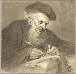 Scrittura di uno studioso barbuto da Edward Bird