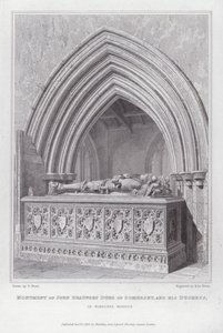 Monumento di John Beaufort Duca di Somerset e della sua Duchessa, nella Minster di Wimborne (incisione) da Edward Blore