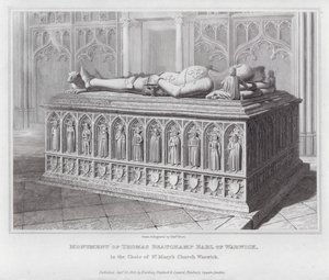 Monumento di Thomas Beauchamp Conte di Warwick, nel Coro della Chiesa di Santa Maria a Warwick (incisione) da Edward Blore