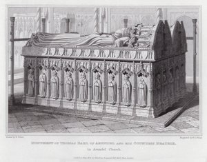 Monumento di Thomas Conte di Arundel e della sua Contessa Beatrix, nella Chiesa di Arundel (incisione) da Edward Blore
