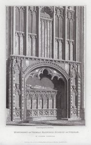 Monumento di Thomas Hatfield, Vescovo di Durham, nella Cattedrale di Durham (incisione) da Edward Blore