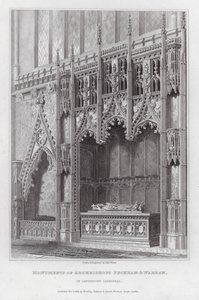 Monumenti degli arcivescovi Peckham e Warham, nella cattedrale di Canterbury (incisione) da Edward Blore