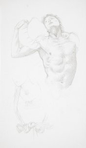 Nudo maschile con un cuscino in mano da Edward Burne-Jones