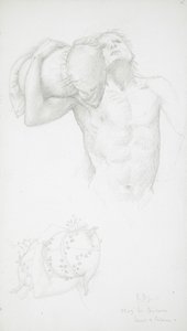 Nudo maschile con un cuscino in mano da Edward Burne-Jones