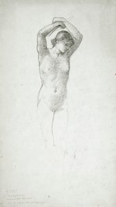 Nudo femminile in piedi con le braccia alzate da Edward Burne-Jones