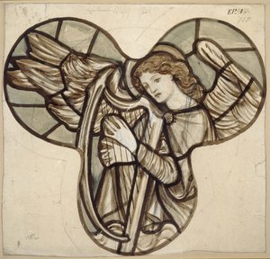 Progetto per vetrata nella Chiesa di Lyndhurst: Un angelo arpista, 1862 da Edward Burne Jones