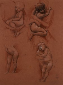 Studi di bambini in braccio alle loro madri, 1887 da Edward Burne Jones