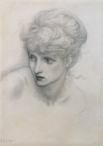 Studio della testa di una ragazza da Edward Burne Jones