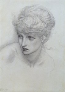 Studio della testa di una ragazza da Edward Burne Jones