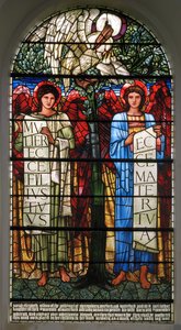 Il Pellicano nella Sua Pietà e Angeli con Pergamene da Edward Burne Jones