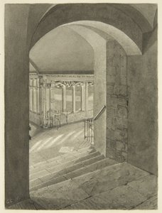 Ingresso ai chiostri dalla cattedrale di Bristol con la tomba di Edward Bird
