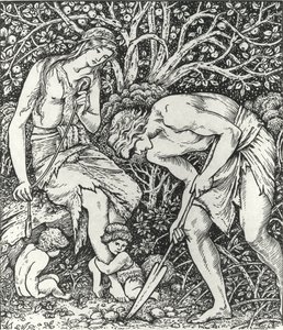 Adamo ed Eva (Lavoro: Quando Adamo scavava e Eva filava, chi era allora il gentiluomo?) da Edward Coley (after) Burne Jones