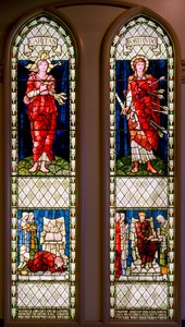 Carità e Fortezza (Davide che si lamenta e Davide consolato), c.1896 (vetrata) da Edward Burne Jones