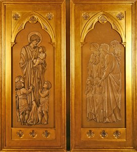 Cristo che benedice i bambini e donne che portano bambini alla presenza di Cristo da Edward Coley Burne Jones