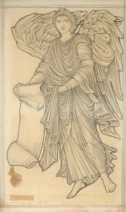 Angelo con pergamena - figura numero dieci, 1880 da Edward Burne Jones