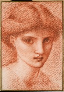 Studio della testa di una ragazza da Edward Burne Jones