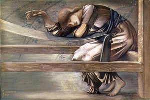 La serie della rosa selvatica - Studio per "Il cortile del giardino" da Edward Burne Jones