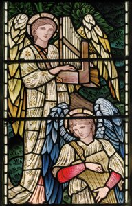 Angeli del Paradiso, musicisti angelici (dettaglio) da Edward Coley and Dearle Burne Jones
