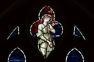 Angelo traforato, musicisti angelici (dettaglio) da Edward Coley and Dearle Burne Jones