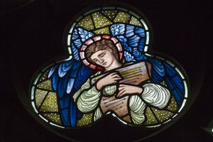 Wilden, Tutti i Santi, Morris & Co., Edward Burne-Jones, John Henry Dearle (1859-1932), Angeli con Dulcimer, Musicisti Angeli