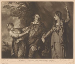 Ritratto di David Garrick tra commedia e tragedia
