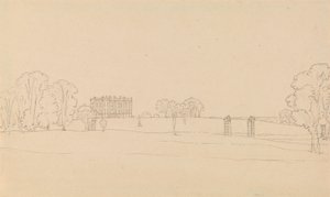Vista distante di Easton Neston, Northants da Edward Francis Burney