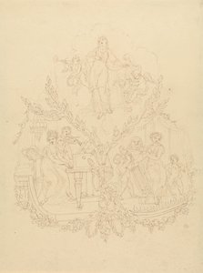 Figure femminili e putti che suonano strumenti musicali
