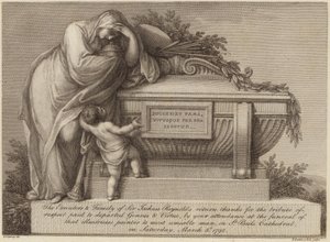 Biglietto funebre di Sir Joshua Reynolds da Edward Francis Burney