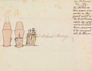 Lettera al Rev. Richard Burney con disegno di testa colossale dal cortile del British Museum da Edward Francis Burney