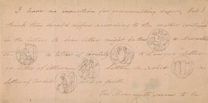 Lettera con disegni per sigilli (?) da Edward Francis Burney