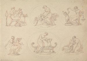 Sei Studi di Madre e Figlia che Giocano da Edward Francis Burney