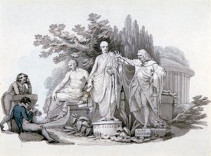Due giovani che contemplano statue di Demostene, Cicerone e Pitt, c1780-1848 da Edward Francis Burney
