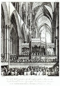 Vista della galleria preparata per la ricezione delle loro Maestà la Famiglia Reale, Direttori e principali Personaggi del Regno alla Commemorazione di Handel nell