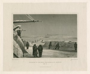 Situazione delle navi di Sua Maestà Fury e Hecla, a Igloolik da Edward Francis Finden