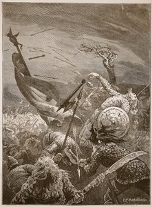 Morte di Harold nella battaglia di Hastings, illustrazione da 