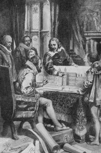 Inigo Jones mostra i suoi piani per la ricostruzione di Whitehall a Re Giacomo I