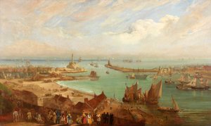 Porto di Sunderland da Roker, c.1850-c.1855 da Edward Hastings