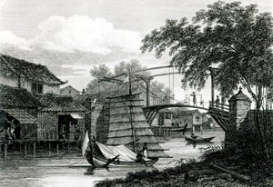 Ponte levatoio a Malacca, inciso da George Cooke da Edward Hawke Locker