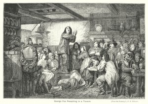 George Fox che predica in una taverna da Edward Henry (after) Wehnert