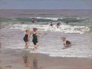 Bambini che giocano nelle onde da Edward Henry Potthast