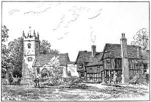 Chiesa di Clifford e vecchia casa, Stratford-upon-Avon, Warwickshire, 1885