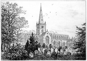 Chiesa di Stratford vista da nord, Stratford-upon-Avon, Warwickshire, 1885 da Edward Hull