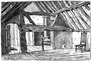 Il piano superiore della casa natale di Shakespeare, Stratford-upon-Avon, 1885 da Edward Hull