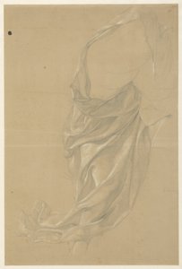 Studio di drappeggio di una figura che cammina verso destra, con il mantello sopra la testa da Edward Jakob von Steinle