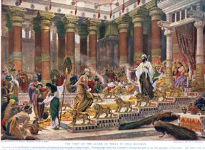 La visita della regina di Saba al re Salomone, illustrazione da 