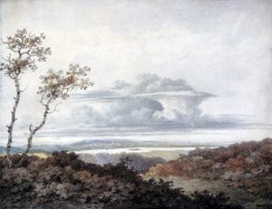 Paesaggio rurale con studi successivi sulle nuvole di Luke Howard (1772-1864) c.1808-11