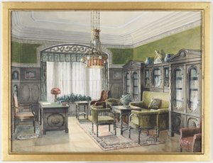 Interno della biblioteca da Edward Lamson Henry